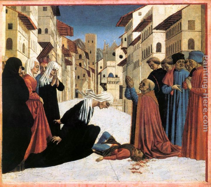 St Zenobius Performs a Miracle (predella 4) painting - Domenico Veneziano St Zenobius Performs a Miracle (predella 4) art painting